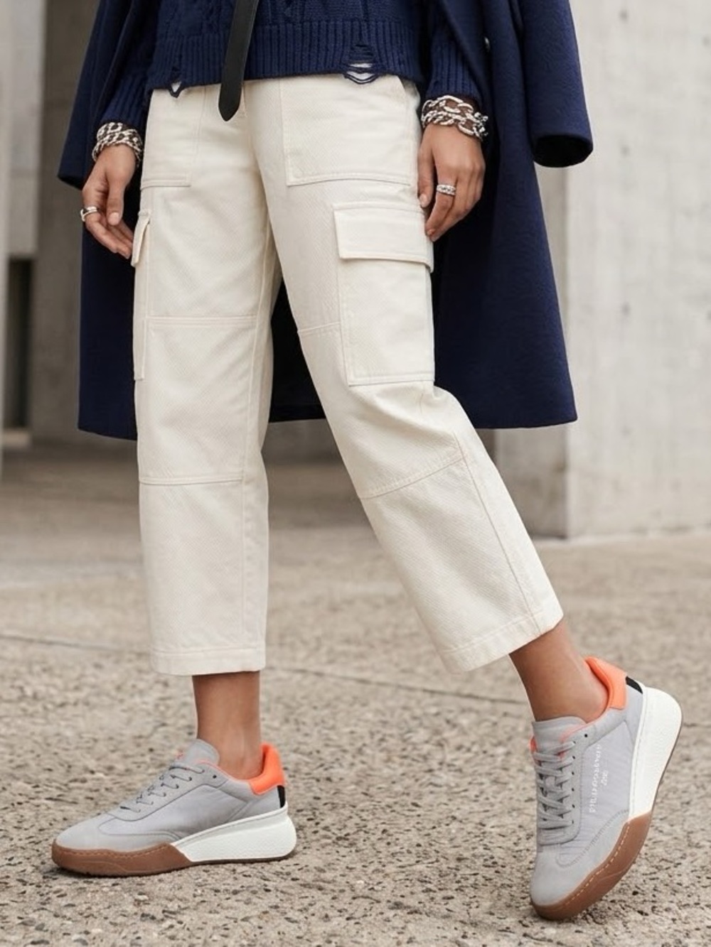 Stella McCartney Gray and Orange Low-Top Sneakers Size 38
